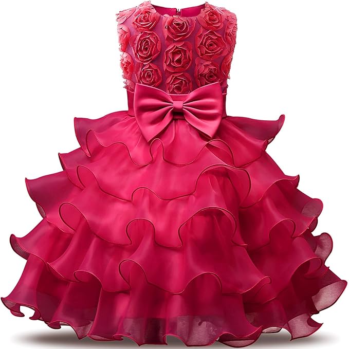 NNJXD Mädchen Kleid Kinder Rüschen Spitze Party Brautkleider