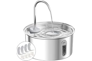 Petlipo Cat Water Fountain Stainless Steel, 108oz/3.2L Cat Fountain for Drinking, Pet Fountain Water Bowl Dog Drinking Dispenser, Super Quiet Kitty Spout with 4 Filters 4 Sponges (One in Filter Tray)