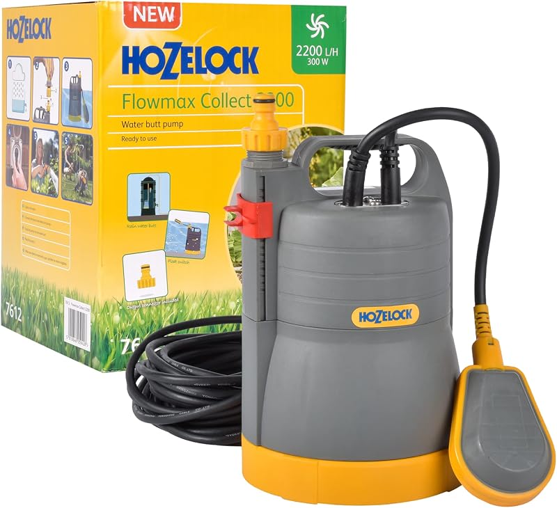 Hozelock 2200 LPH Waterbutt Pump 1.1 Bar Pressure for Automatic Watering Systems