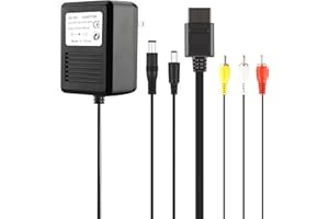 FNKTQL AC Power Supply and Audio Video RCA AV Cable Adapter Cord for Super Nintendo SNES NES Genesis 1 Systems Game Console Bundle Set Model SNS-001