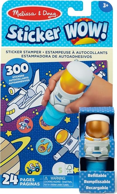 Melissa & Doug Sticker WOW Astronaut 24-Page Pad 300 Stickers Stamper FSC
