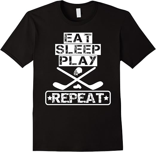 Eat Sleep Play Hockey Repeat TShirt Herren, Größe S Schwarz Amazon.de