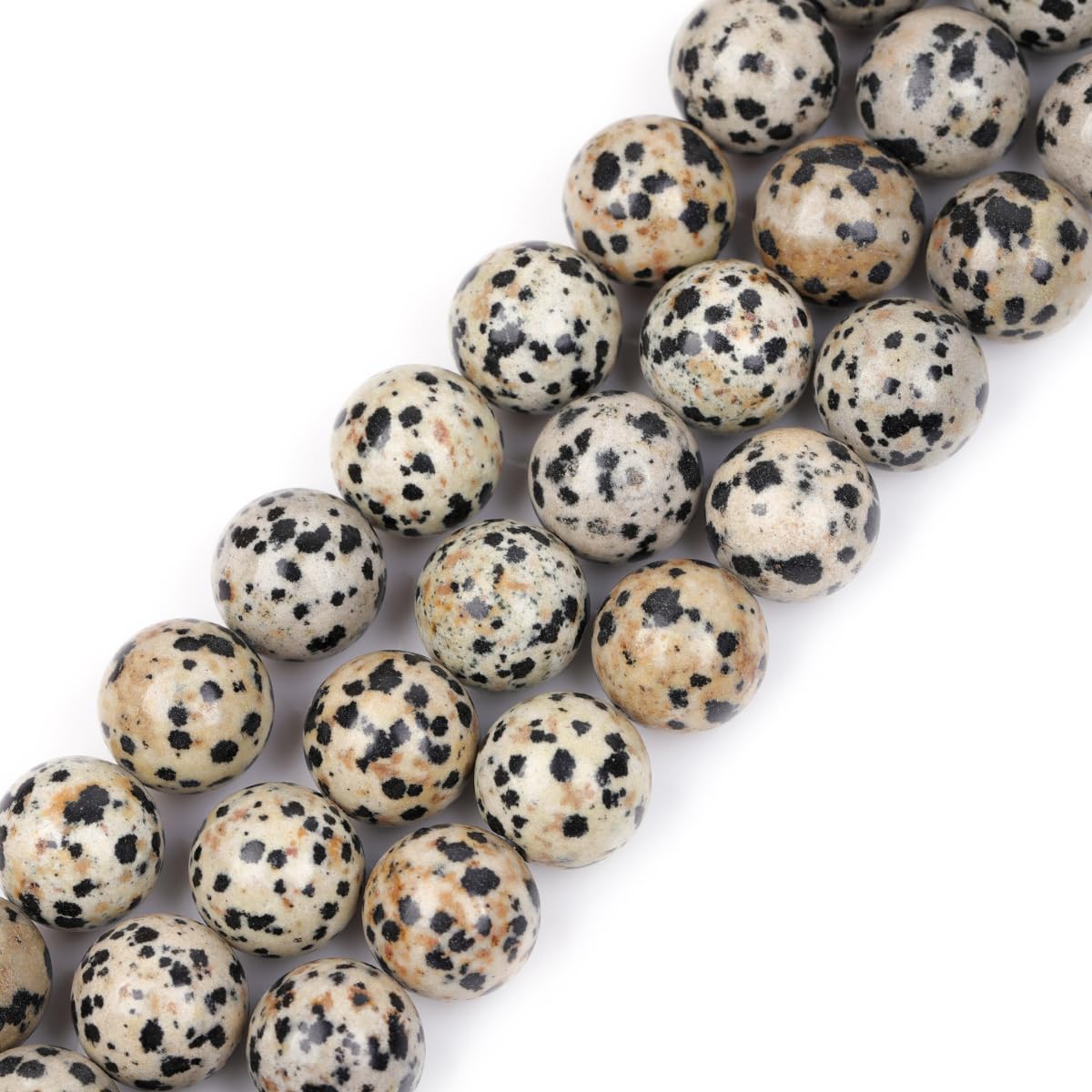 GEM-Inside Natural 14mm Dalmatian Jasper Round Gemstone Semi Precious Loose Beads for Jewellery Making 15''