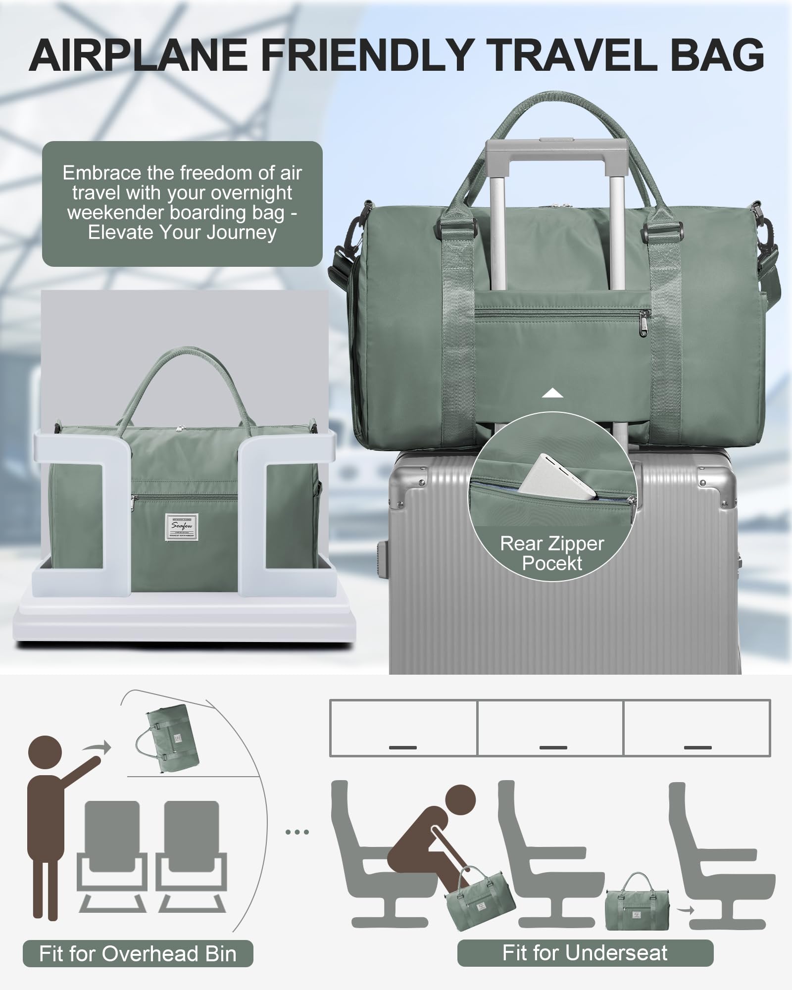 Gym Bag Womens,Travel Duffel Carry on Bag Sport Tote Bag Weekend Overnight Bag