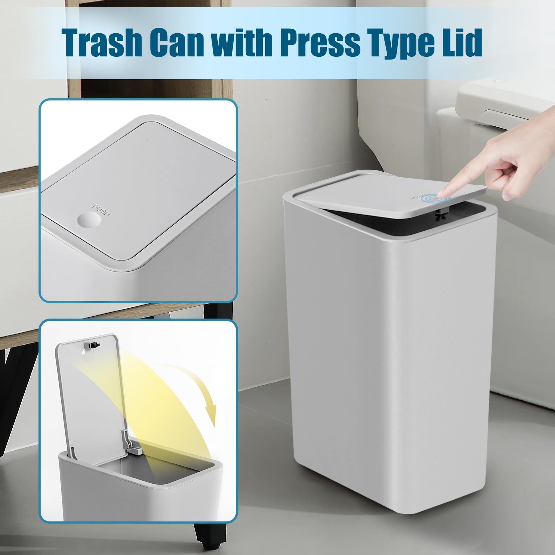 Bathroom With Lid 3 Pack Bathroom Small With Lid, 2.6 Gallon Barbados | Ubuy  Trash Can