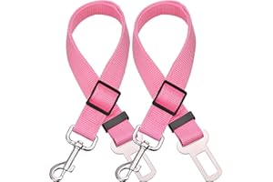 Elisel Elisel 2 Packs Adjustable Length Pet Dog Cat car seat Belt Pet seat Belt Pet Accessories for Dogs Cats and Pets (Pink)