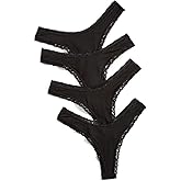Stripe & Stare Women's Black Thong 4 Pack Box