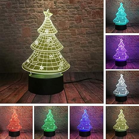 Amazon Co Jp 完璧なライティング3dライトクリスマスのホームインテリア照明 クリスマスツリー マルチカラー 搭載イリュージョンライトled テーブルランプ子供ナイトライトusb ホーム キッチン