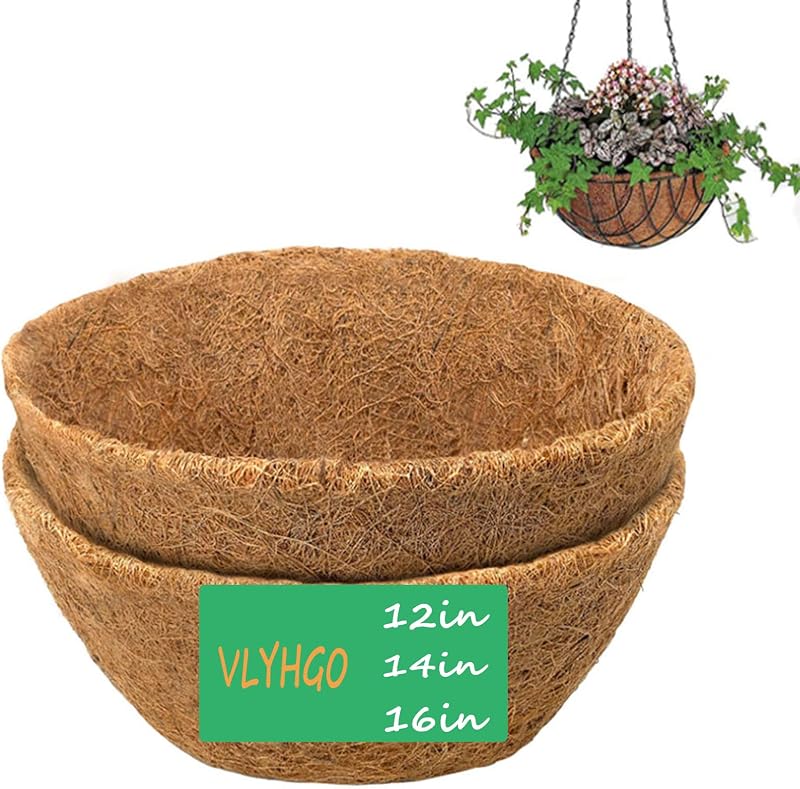 VLYHGO Coco Liner 16 Inch Hanging Basket Coir Liner 2 Pcs