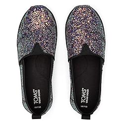 TOMS Girls Alpargata Loafer Flat, Black Chunky