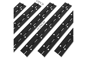 SEUNGCH 10" Heavy Duty Piano Hinge, 1.2" Open Width x 12Pcs Continuous Hinges, 0.04" Thick Black 304 Stainless Steel with Holes for Cabinets, Storage Boxes, Folding Tables, Jewelry Boxes and Shed Doors