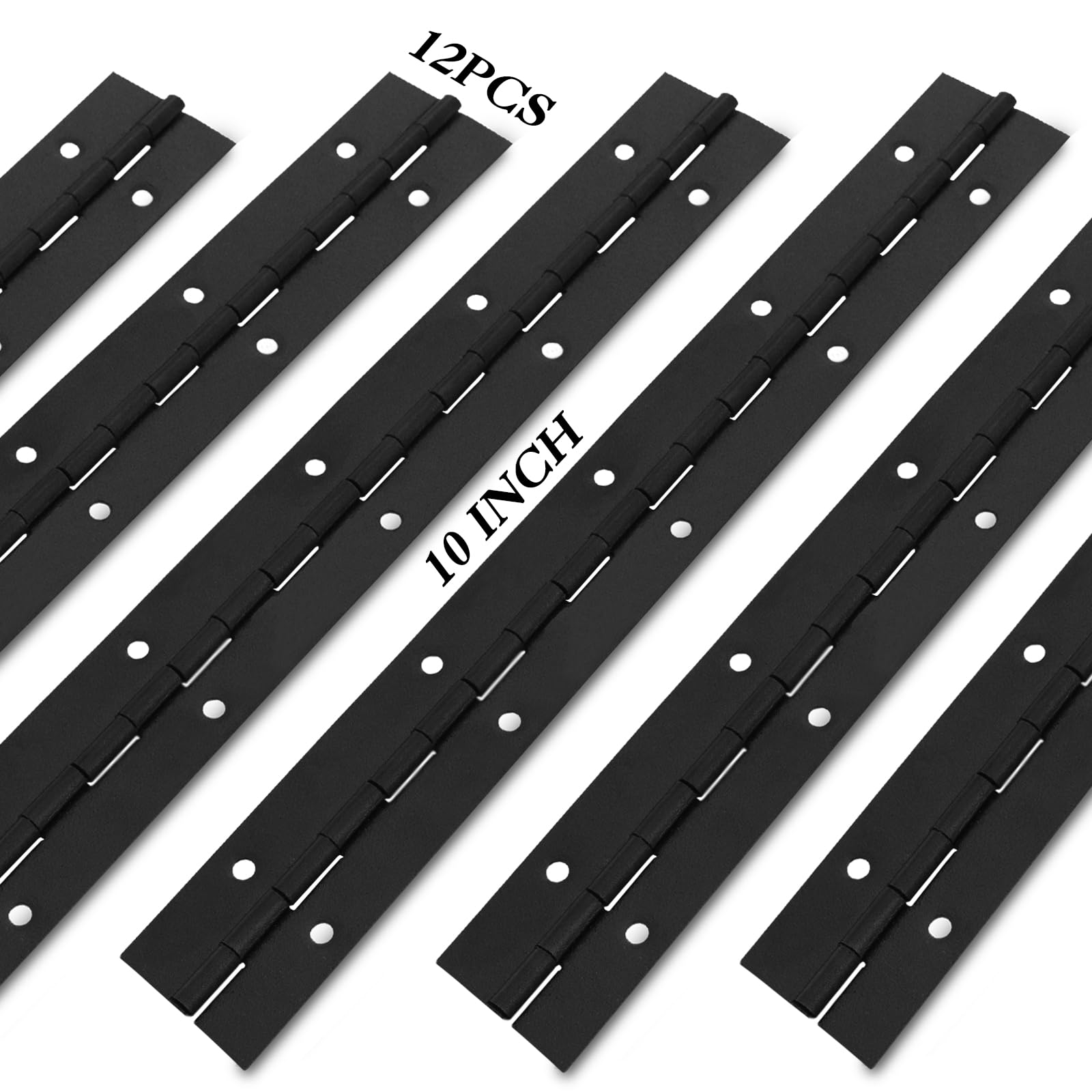 Photo 1 of 10" Heavy Duty Piano Hinge, 1.2" Open Width x 12Pcs Continuous Hinges, 0.04" Thick Black 304 Stainless Steel with Holes for Cabinets, Storage Boxes, Folding Tables, Jewelry Boxes and Shed Doors