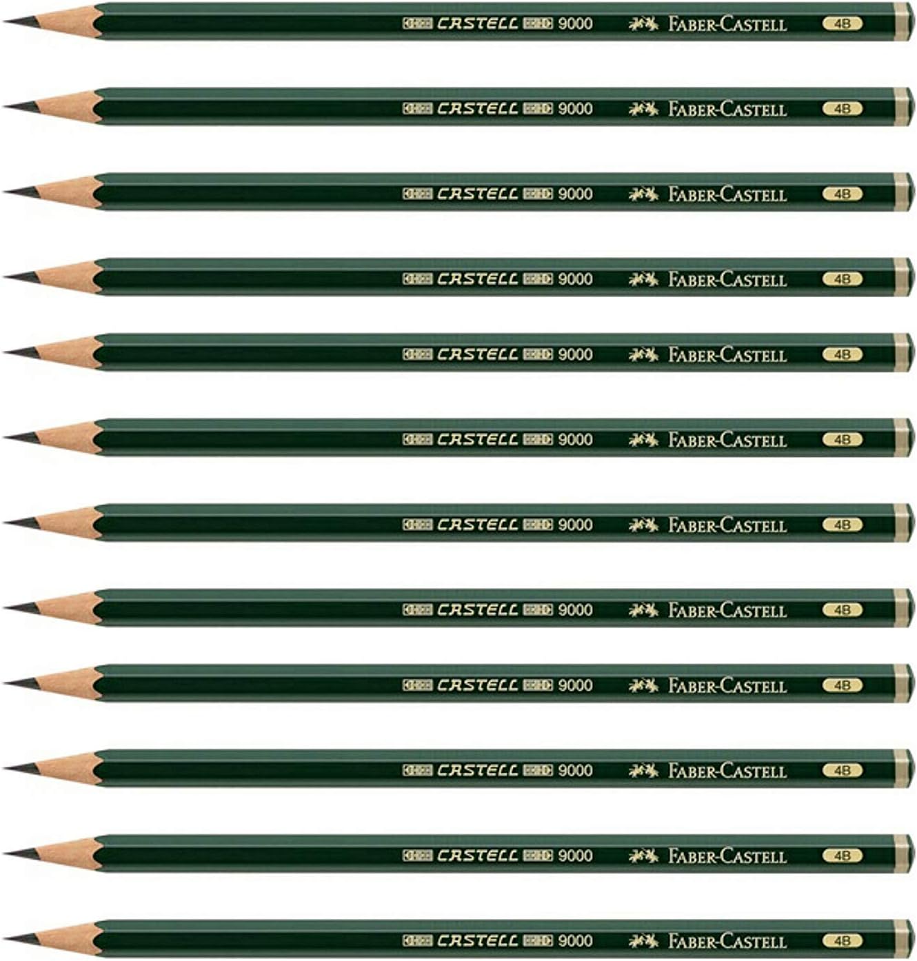 Faber-Castell Pencils, Castell 9000 Artist graphite pencils, 4B black lead Pencil for drawing, sketch, shading - box of 12 : Office Products
