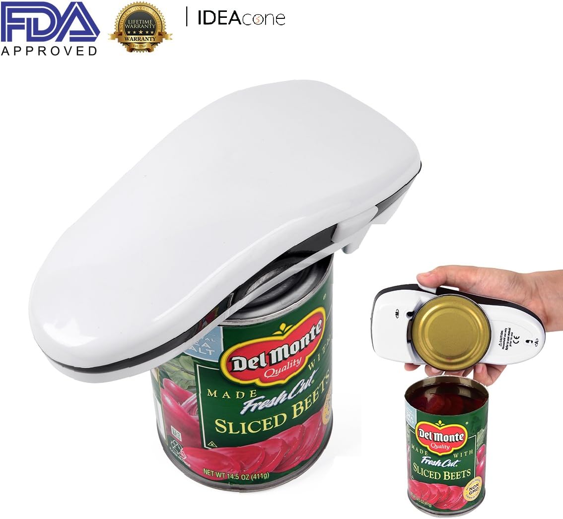 One Touch Can Opener, IDEAcone Electronic Can Opener, Full Automatic Hands Free Can Opener for Kitchen Restaurant and Arthritic