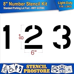 Pavement Stencils - 8 inch Number KIT Stencil Set