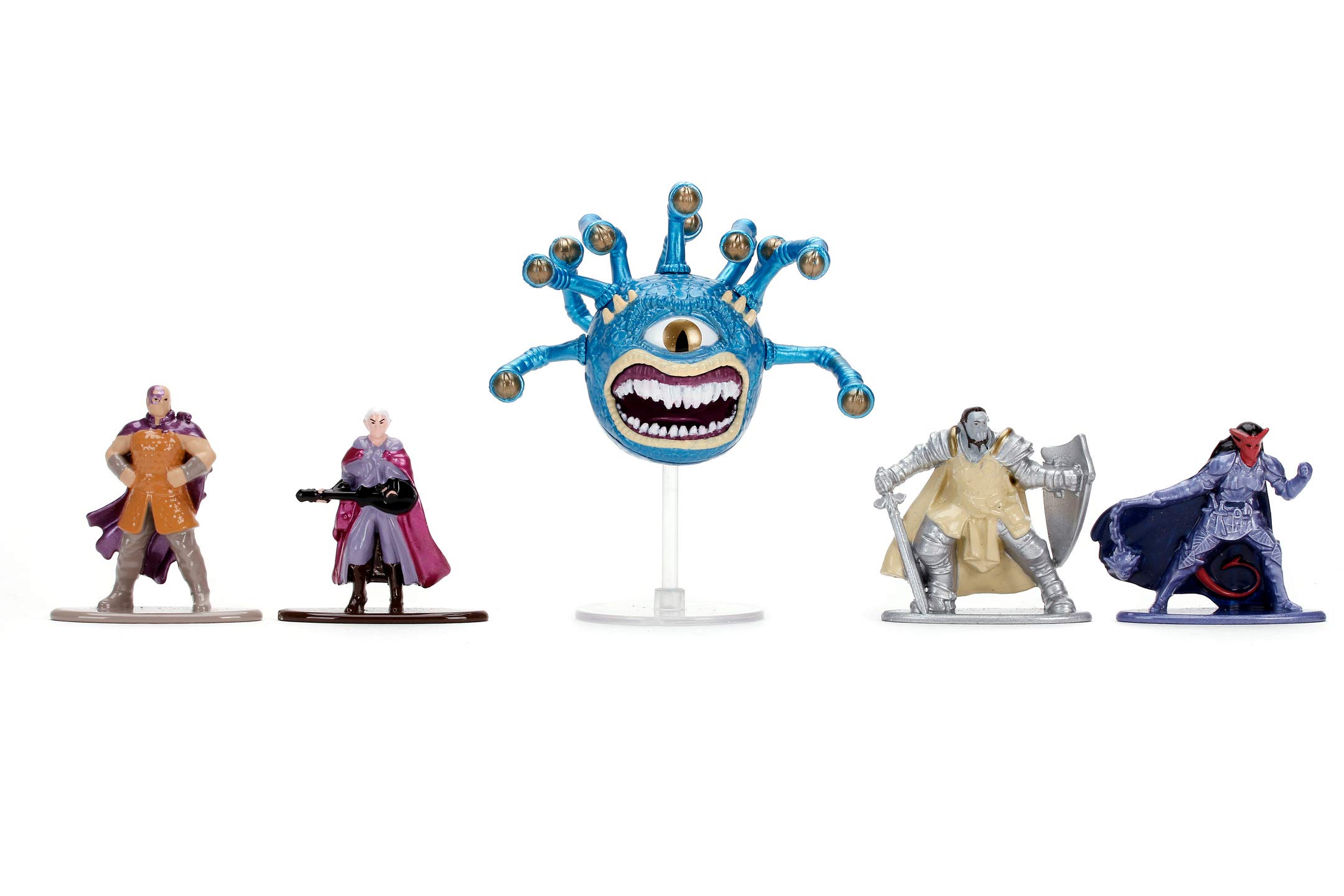 Jada Toys Dungeons & Dragons Nanofigs Set of 5 Nano Collectible Figures from Die-Cast, Minsc Human Ranger, Elf Bard, Orc Paladin, Deep Fing Paladin, Beholder, Toy Figures, 4 cm, from 12 Years