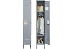FLIXELIO Metal Lockers for Employees 66" H Tall Storage Locker with Lock Gym Locker Cabinet with 1 Doors Steel Wardrobe for Office Home School Staff Assembly Required