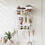 HapiRm Shower Caddy No Drill with 11 Hooks Stainless Steel White view 8