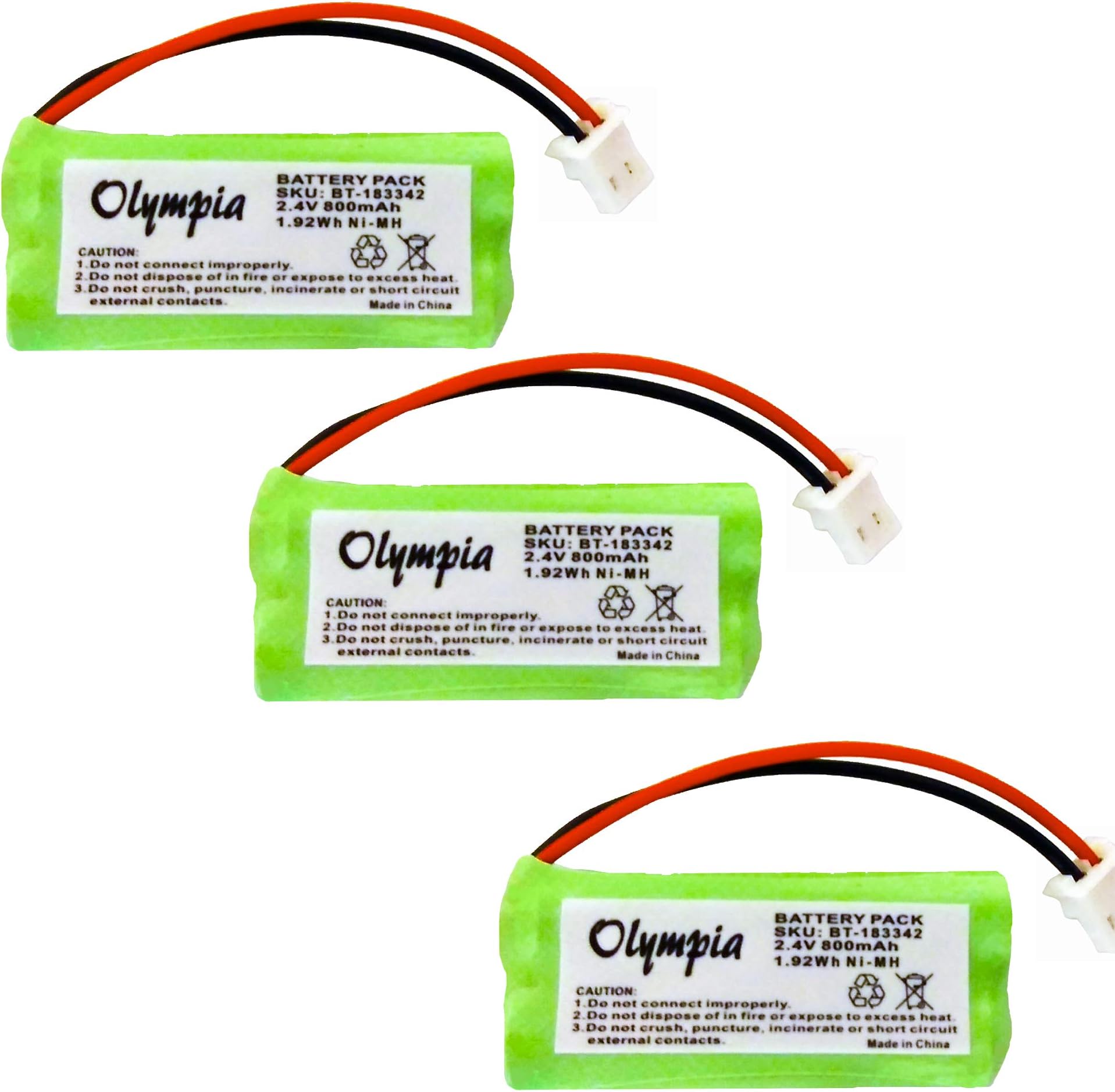 3 Pack Replacement Battery for AT&T CL82313 Cordless Phone (800mAh, 2.4V, NI-MH)