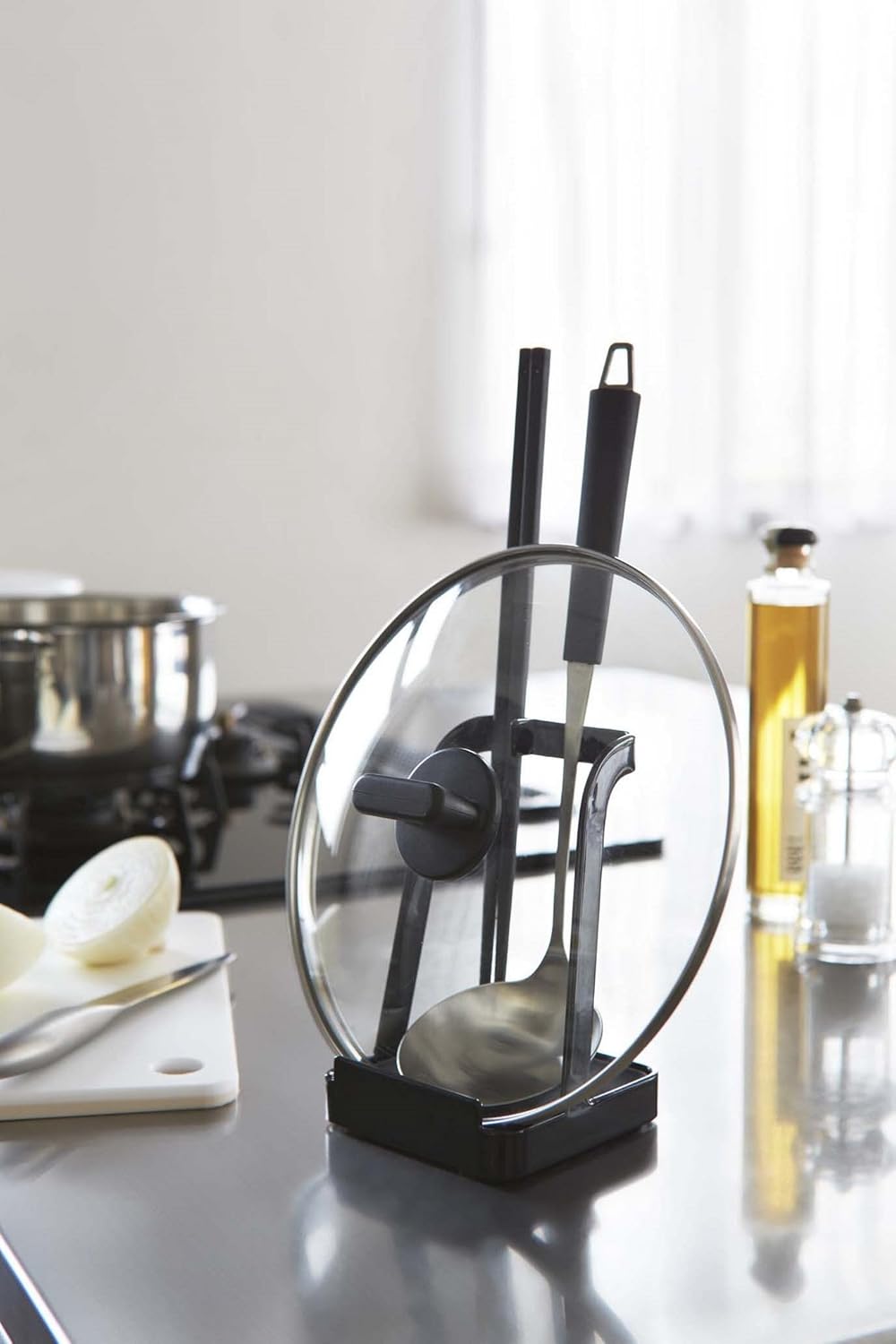 YAMAZAKI Home 2249 Tower Ladle Holder-Lid Stand for Utensils in Kitchen, Black: Home & Kitchen
