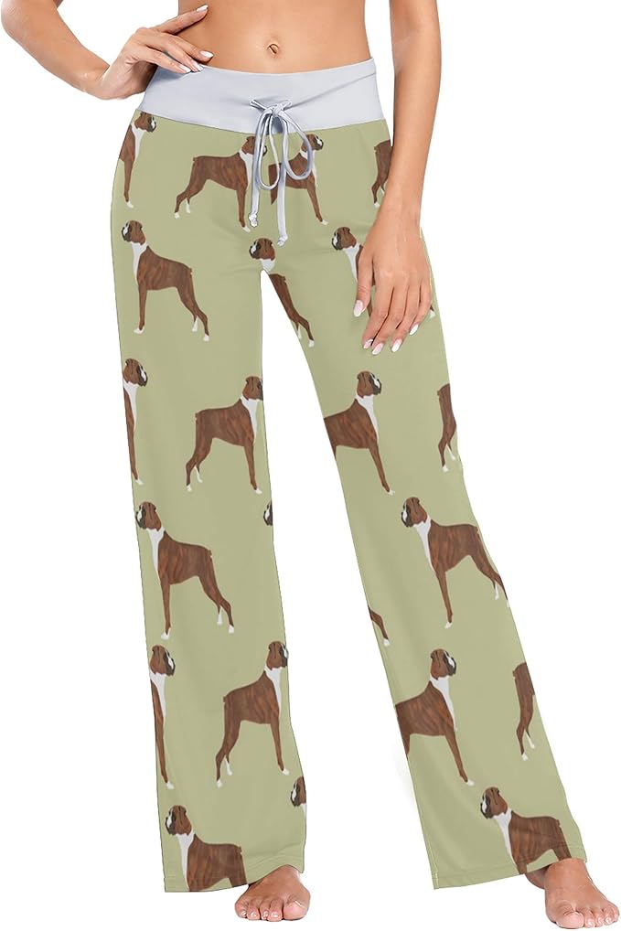Women's Pajama Pants, Boxer Dogs Drawstring Sleepwear Pants Lounge Yoga