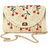 Bolso De Paja Estilo Boho - 30x20cm - Cierre Magnético - Para Playa O Fiesta
