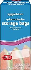 Amazon Basics Reclosable Gallon Food Storage Bags, BPA Free, 120 Count