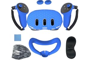 navor 7 in 1 Silicone Protective Case Cover Set for Meta Quest 3 VR Accessories Headset Controller Shell, Eyes, Face, Grip Bu