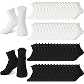 Mepase 60 Pairs Women Fuzzy Socks Bulk Winter Warm Soft Coral Fleece Cozy Fluffy Sleep Plush Slipper Socks Coral Fleece (black & White)