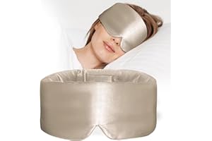 ATreebay 100% Mulberry Silk Sleep Mask, Large Eye Cover for Sleeping, Comfortable and Pressure-Free Sleeping Masks for Women Men, Completely Blackout (Taupe)