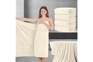 JESSY HOME Extra Large Bath Sheet Set of 4,Ultra Soft Fluffy Towel,35”x 70”Oversized Bath Towel Set,Premium Microfiber Bathroom Towel Set Highly Absorbent Quick Dry Shower Towel for Bathroom,Hotel,Spa(Beige)