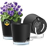 Meowell 6 inch Self Watering Pots for Indoor Outdoor Plants, 3 Pack Flower Plant Pots with Drainage Holes and Clear Reservoir