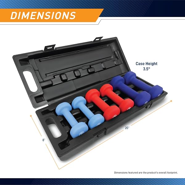 MARCY NEOPRENE DUMBBELL SET (3 PAIRS) WITH CARRYING CASE