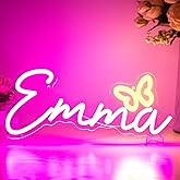 Large Emma Name LED Neon Sign, Pink Name Decoration Dimmable Light for Bedroom, Kids Room, Living Room, Birthday Party, Neon Sign Gift for Girl, Name Decor for Girl, Size 14 * 6.65 inches
