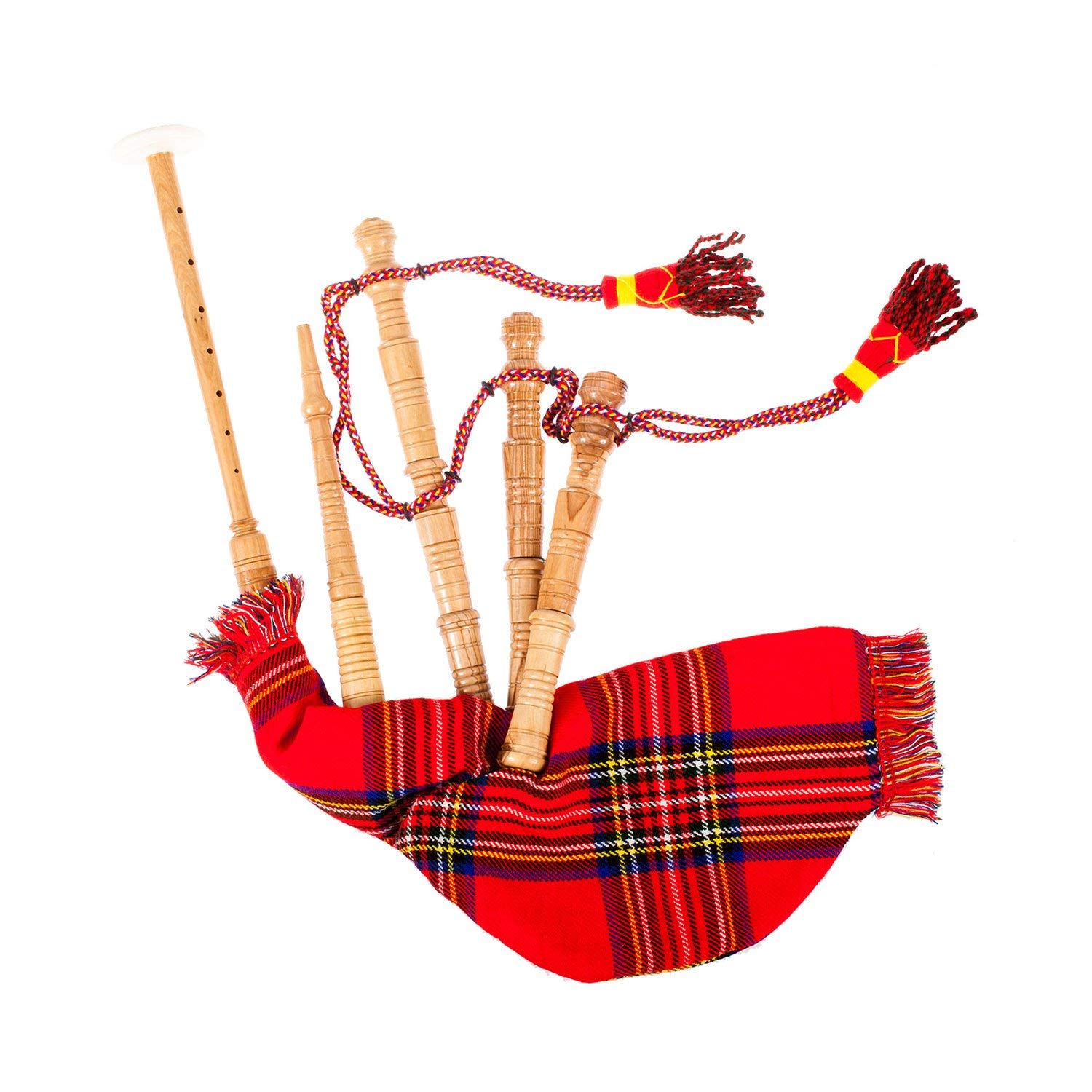 Heritage of Scotland Junior Playable Bagpipes (STEWART ROYAL) - Bagpipes - Traditional Scottish - Red - A - Brushed Wood