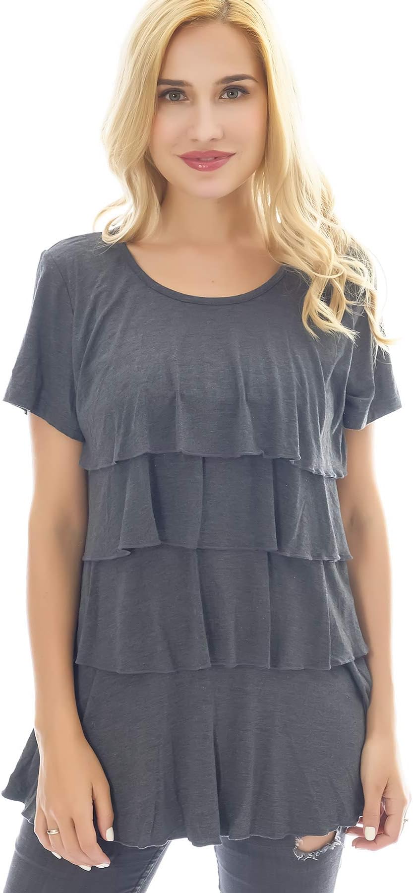 Women's Maternity Clothes Ruffle Nursing Top Breastfeeding Tee Shirt