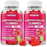 HUUAYAO L-Methylfolate 15 mg Gummies, Methylfolate Supplement, Folate 5-MTHF Supplement for Support Mood, Brain Health, Immune System, Sugar Free, Strawberry Flavor, 120 Count