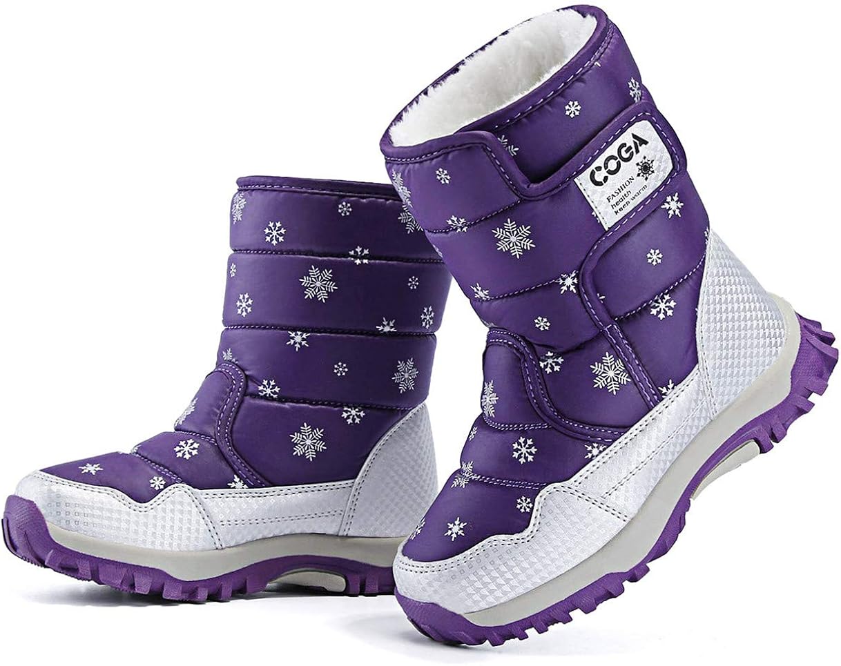 DADAWEN Girls Boys Snow Boots Winter Outdoor Waterproof Slip Resistant Cold Weather Shoes (Toddler/Little Kid/Big Kid): Shoes