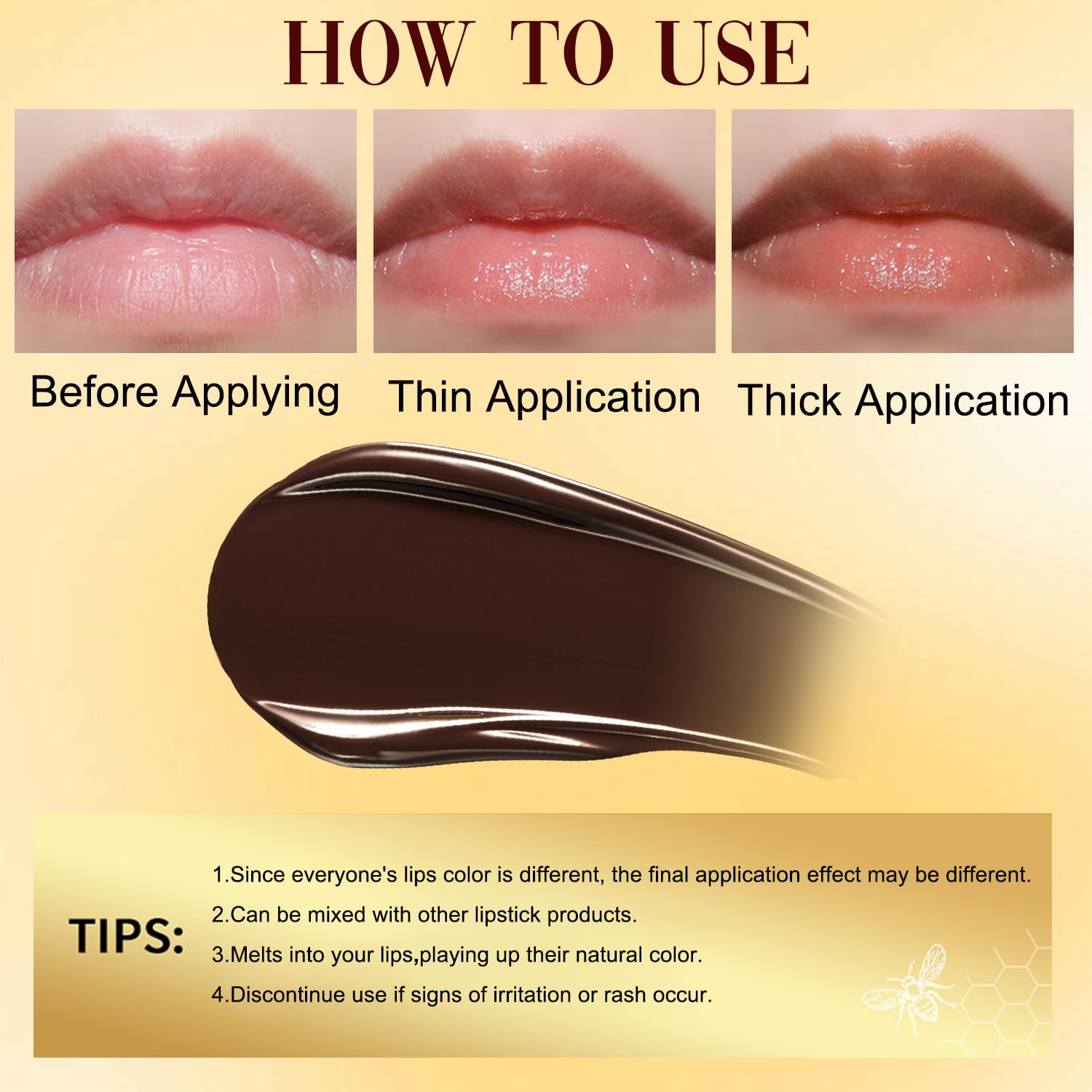 Honey noir - Black Honey Lipstick for Women, Natural Glossy Lips Balm, Nourishing and Hydrating Lip Gloss for All Skin Tones (black+black, 2)