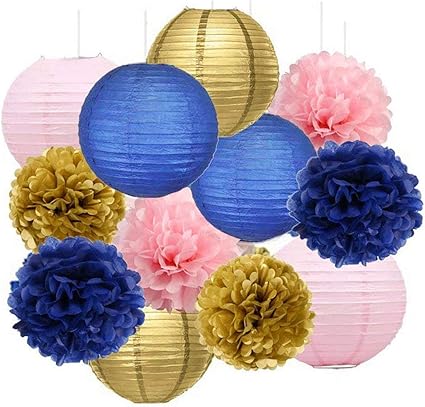 Amazon Com Navy Gold Pink Bridal Shower Decorations Furuix Navy