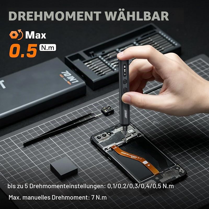 70-in-1 Mini-Präzisions-Elektroschrauberset – 64 magnetische S2-Bits