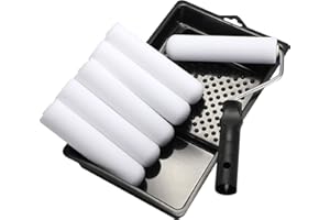 KUPOO Foam Paint Roller Set with 6-Inch High-Density Foam Mini Roller Cover Refills, Roller Frame and Tray, Bathtub Refinishing Roller Kit, Wall Tile Paint Roller, Pack of 8