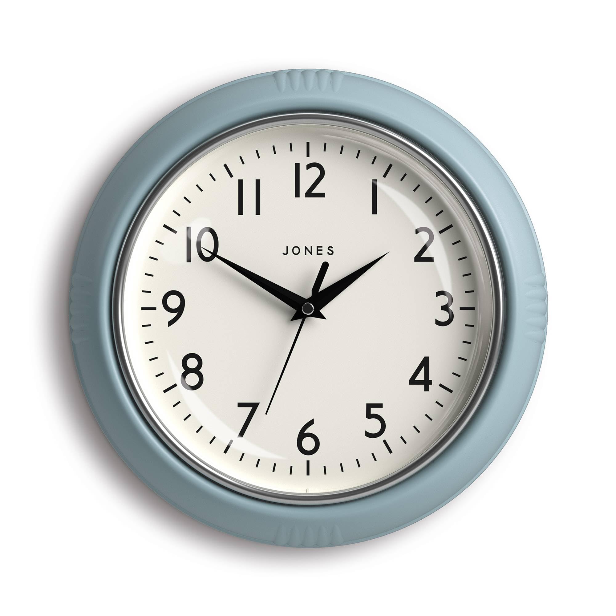 Jones Clocksยฎ Ketchup wall clock | Retro round clock | 25cm | Pale blue | Easy to read numbers | Perfect for kitchen or office โ image 1
