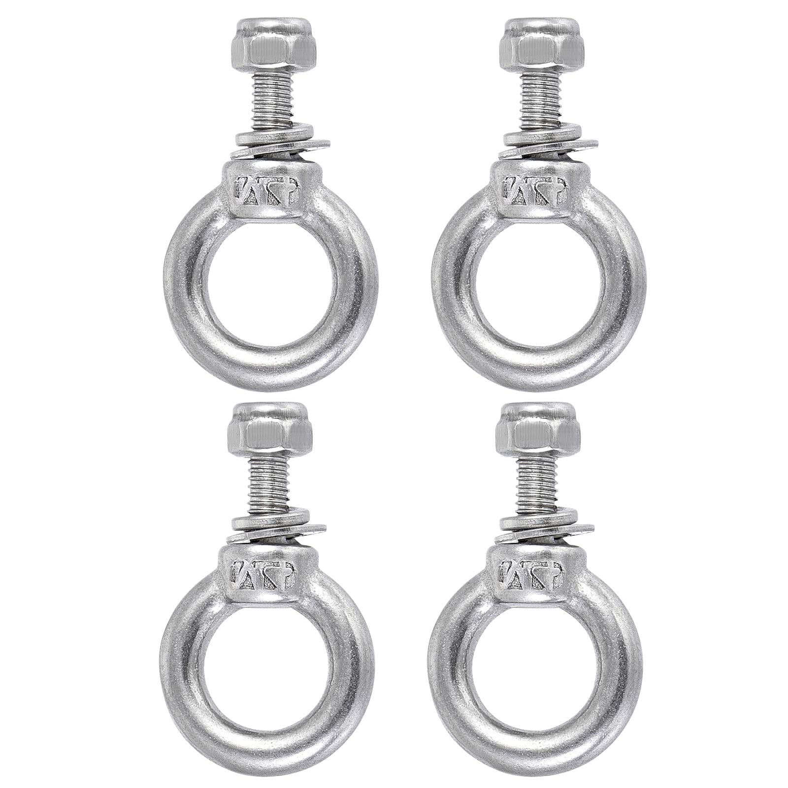 M METERXITY 4 Set Machinery Shoulder Lifting Eye Bolt - Chandelier Fence Stainless Steel Lifting Bolt with Nuts Lock Washers Flat Washers Apply to Wire Rope (M4)