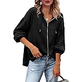 Zatanaroni Womens Zip Up Hoodies Loose fit Sweatshirt Casual Long Sleeve Shirts for Women Pullover Tops With Pocket