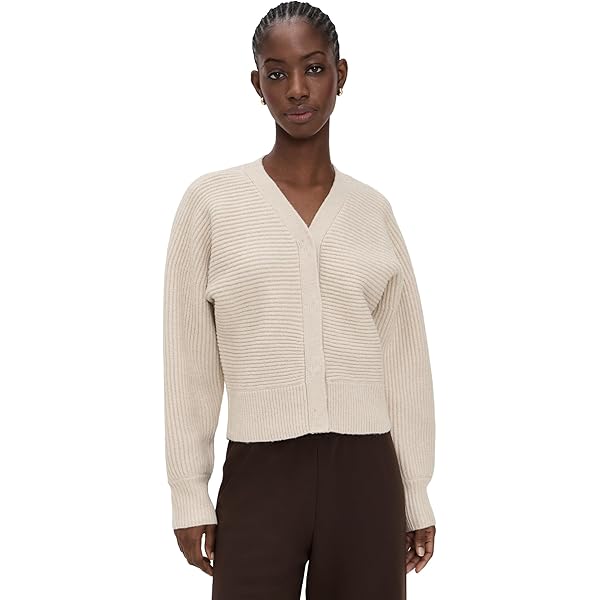 【imperf.】Long Sleeve Rib Cardigan Ecru Novelty Rib Cardigan Beige | Garage