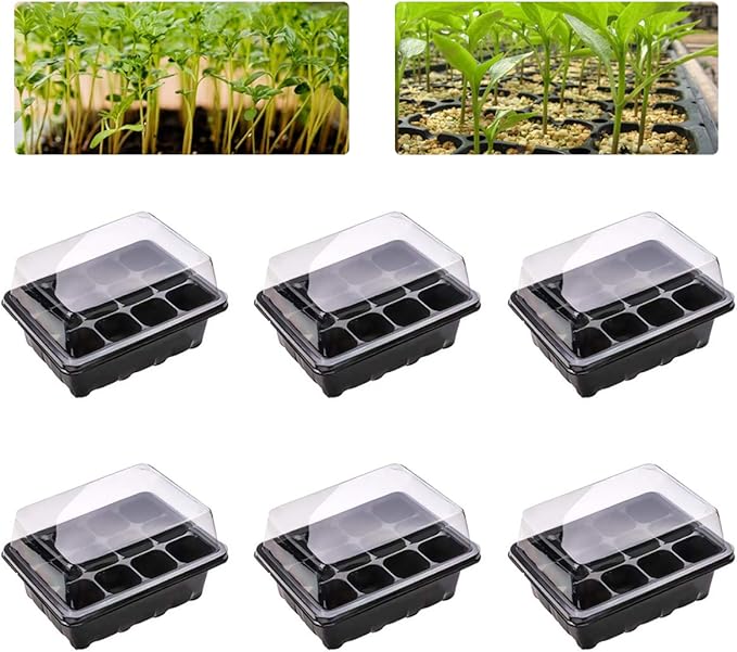 BoloShine 6 Pack Seedling Tray, 12 Cells Seed Starter Box Plant Seeds