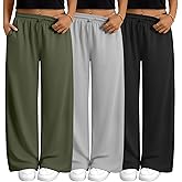 Evervibe 3 Pack Womens Plus Size Sweatpants Wide Leg Elastic High Waist Baggy Joggers Lounge Yoga Workout Pants with Pockets
