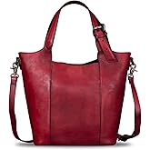 Genuine Leather Handbag for Women Vintage Handmade Shoulder Bag Purse Tote Cowhide Satchel Crossbody Top-Handle Bag (Red)