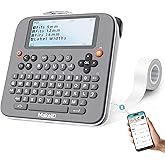 Makeid E1 Portable Label Maker - Bluetooth Compatible Thermal Printer - QWERTY Keyboard, 4.42" LCD Screen - Prints 9mm, 12mm, 16mm Clear Waterproof Sticker Labels - Includes USB Cable